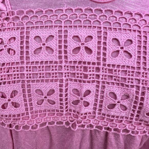 Suzane Betro women's size XL, stretch lace long sleeve pink top - Picture 5 of 8
